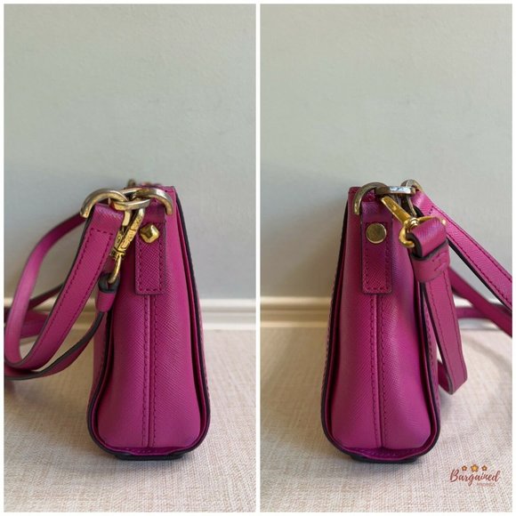 Authentic MCM Fuchsia Pink Saffiano Leather Small Shoulder/Crossbody Bag - Picture 7 of 13